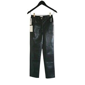 Aritzia Wilfred Pants Melina Black Vegan Leather High Rise Straight Leg Womens 0